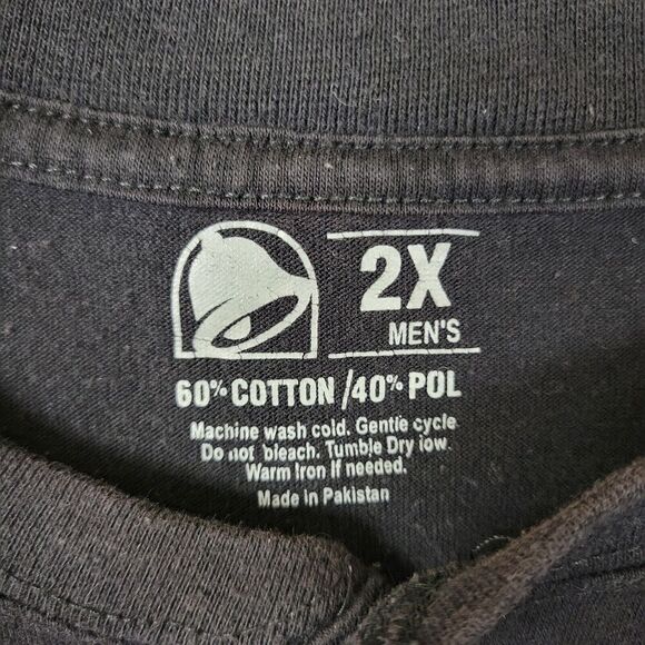 Taco Bell Shirt Mens XXL 2XL Black Logo Short Sleeve Henley Employee Crew Member - Picture 3 of 11